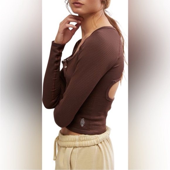 Free People Movement Bail Out Long Sleeve Layer Top Cocoa Brown $68 Retail NWT - Picture 4 of 8